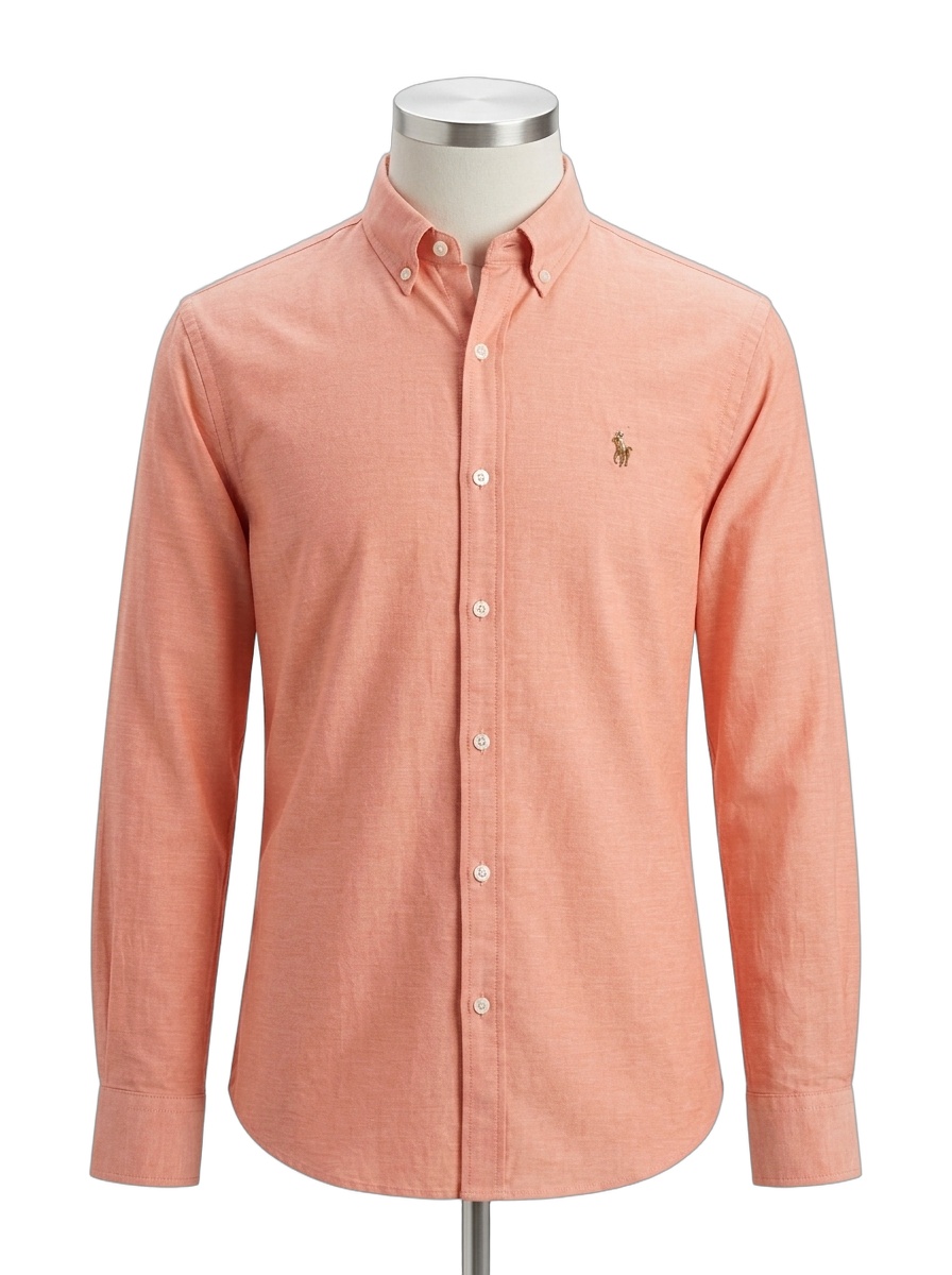 Peach Coral Oxford Button-Down Shirt